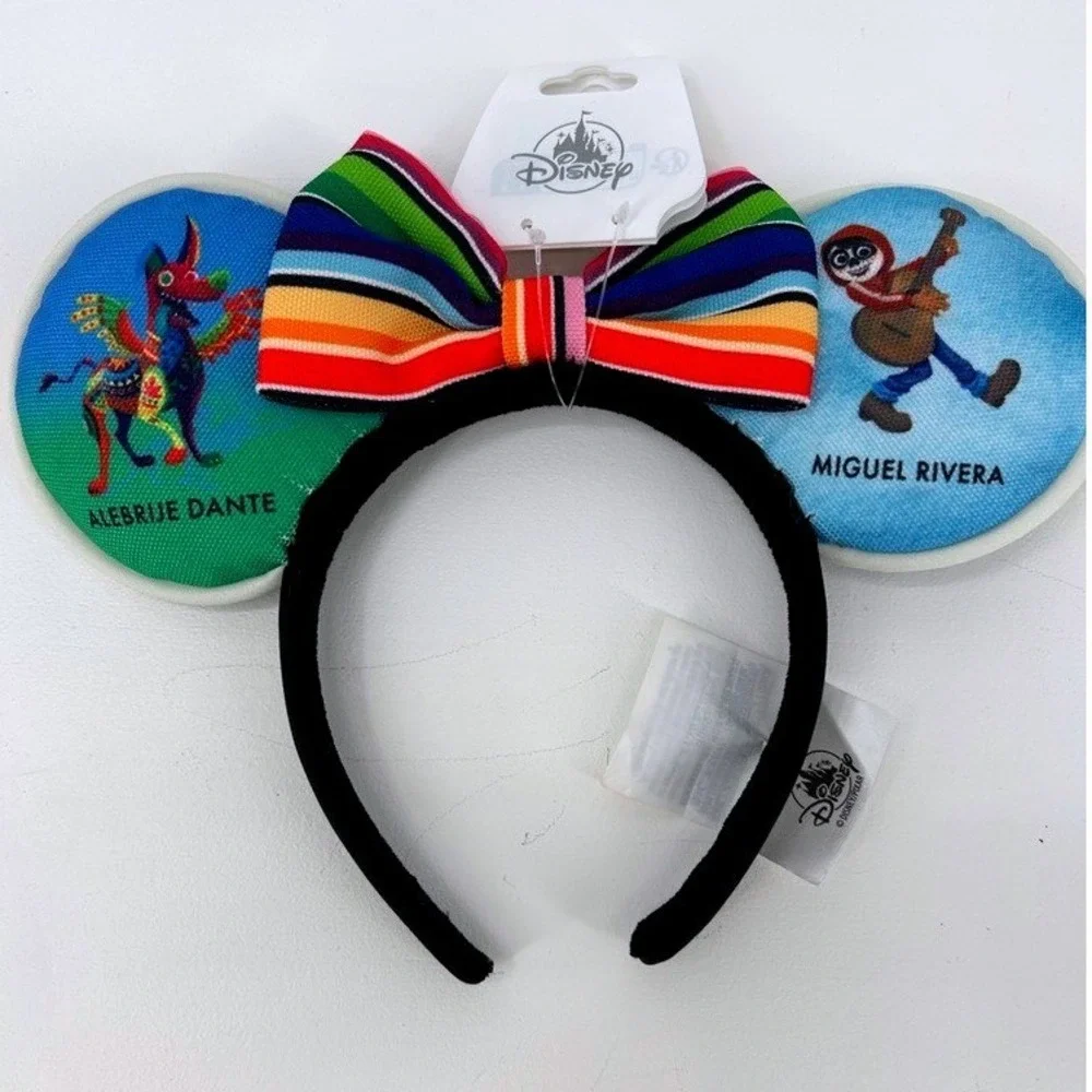 Disney Parks Coco Minnie Mouse Ear Headband Miguel Alebrije Dante Serape Bow NWT